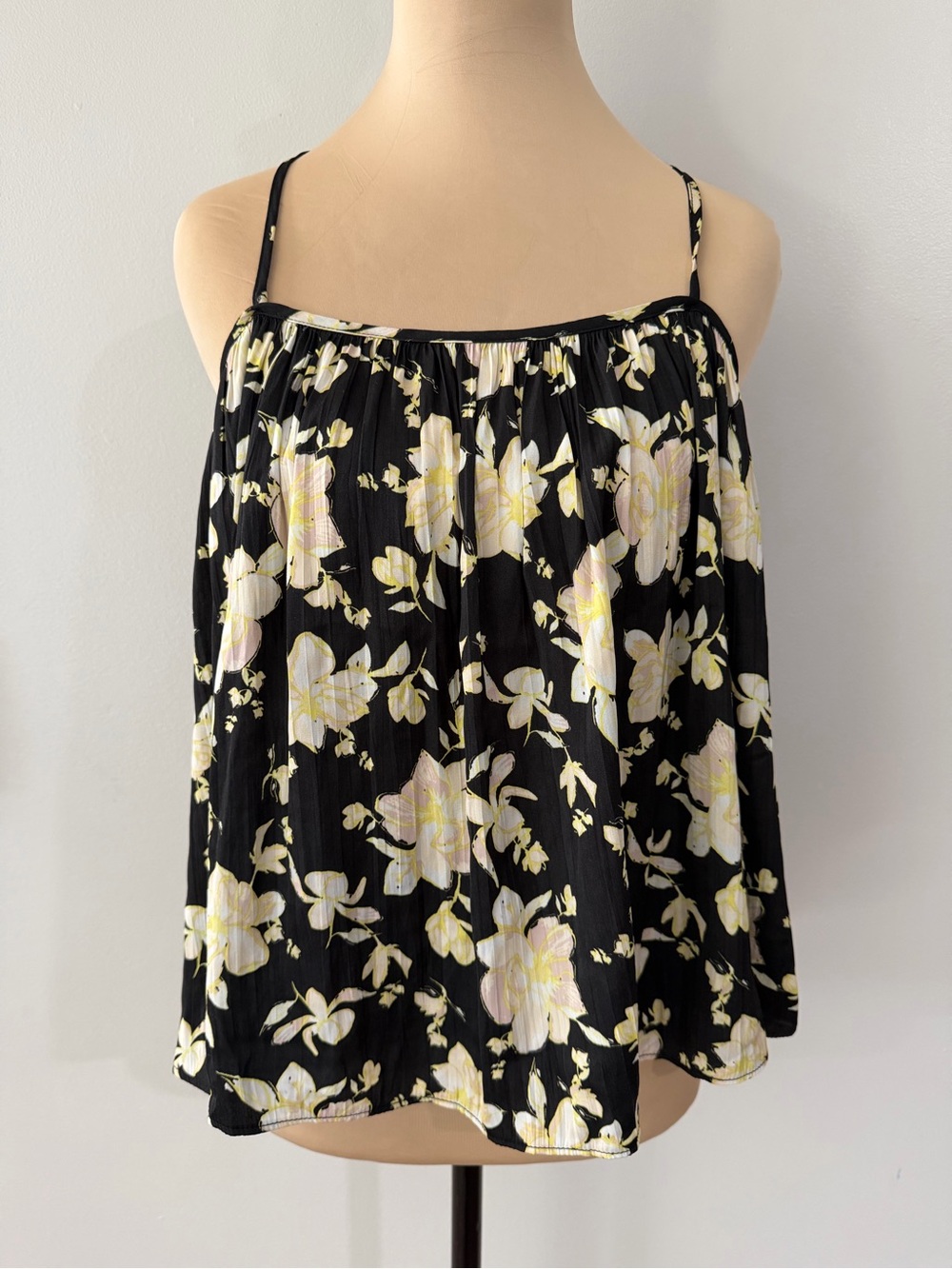 NWOT Free People Intimately Black Yellow Floral Spaghetti Women's Camisole Tank